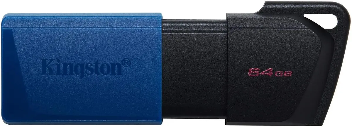Накопитель USB-флэш 64 ГБ Kingston DataTraveler Exodia M (DTXM/64GB***); USB 3.2; с выдвижным механизмом; пластик; чёрный + cиний