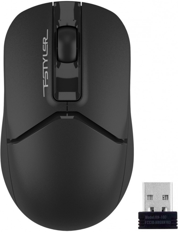 Мышь беспроводная A4Tech Fstyler FG12 BLACK; 2,4 Ггц; USB; оптический; 1200 dpi; 3 кнопки; колесо-кнопка; 1хАА; черный