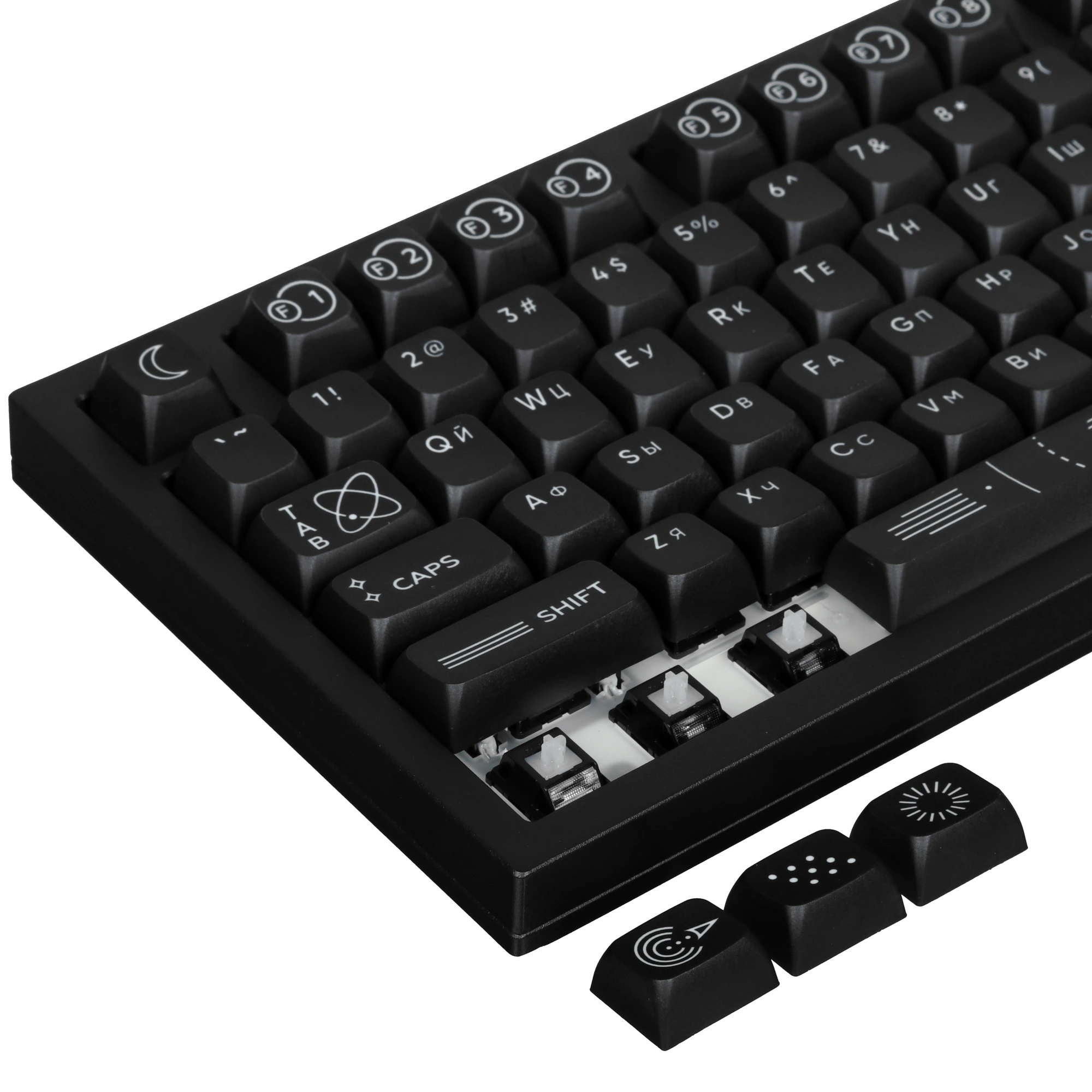 Клавиатура проводная Dark Project Zeno Black (DP-CM81ZBC); механическая; switch - g3ms Sapphire; 81 клавиш; RGB; 1,8м; белый+синий