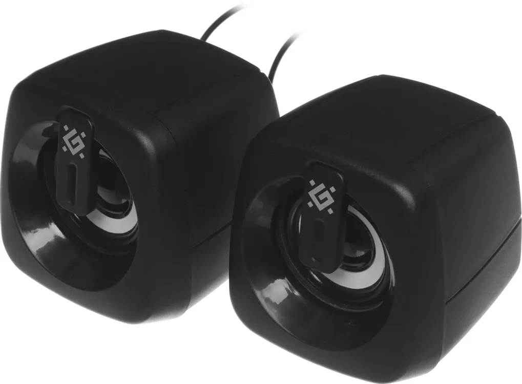 Акустическая система 2.0 Defender J1 (65961); 6 Вт; 90 - 20 кГц; пластик; LED подсветка; регулировка на шнуре; jack 3.5 mm; питание USB; чёрный