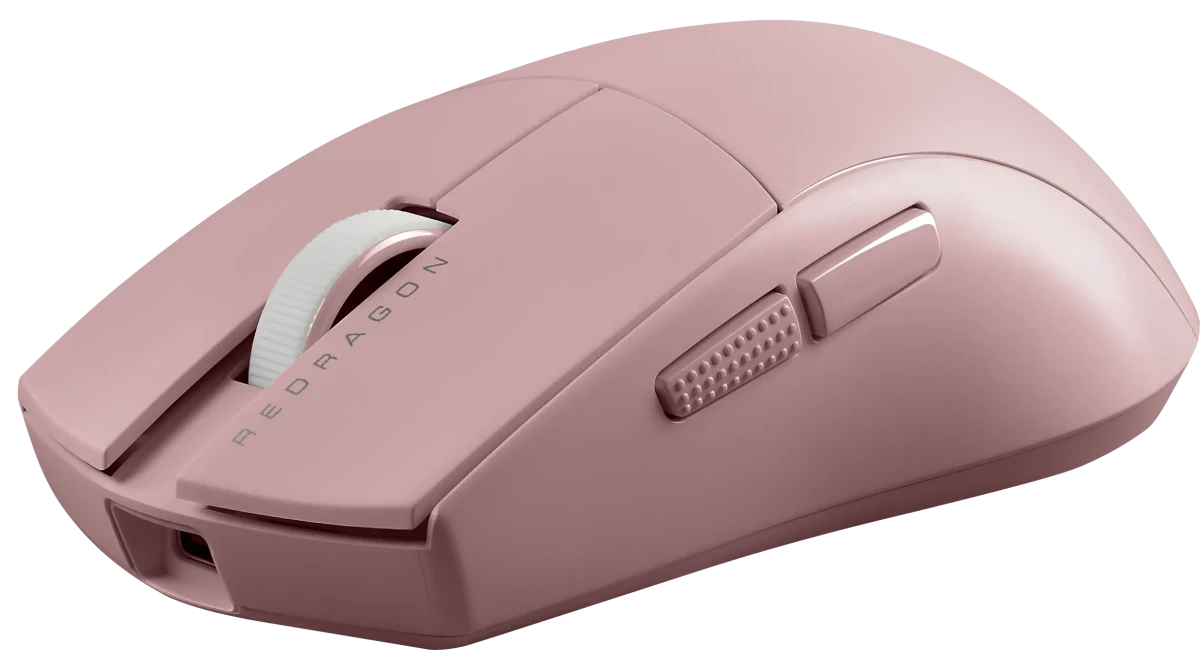 Мышь игровая Redragon K1NG 4K PRO Pink (72213); BT/2.4 Ггц; USB; оптический; 500-8000 dpi; 5 кнопок; колесо-кнопка; собственный аккумулятор; розовый