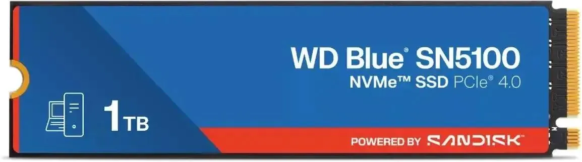 Накопитель SSD 1 ТБ Western Digital Blue SN5100 (WDS100T5B0E); M.2 (2280); 7100Мб/с -  6700Mб/с; PCI-E Gen4 x4; RET