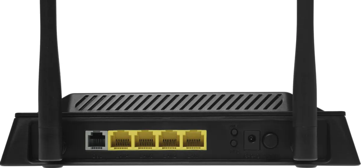 Маршрутизатор D-Link DSL-224 (DSL-224/R1A***); 1xADSL RJ-11; 4xLAN 10/100 Ethernet RJ-45; 802.11a/b/g/n; 300 Мбит/с