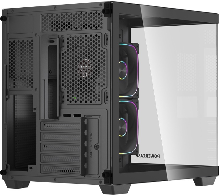 Корпус Powercase Vision Micro M5CB Black (CVMM5CHB-A3); mATX; Mini-Tower; без БП; 3x120мм; 1xUSB 2.0/1xUSB 3.X/1xType-C; Mic/Aud; чёрный