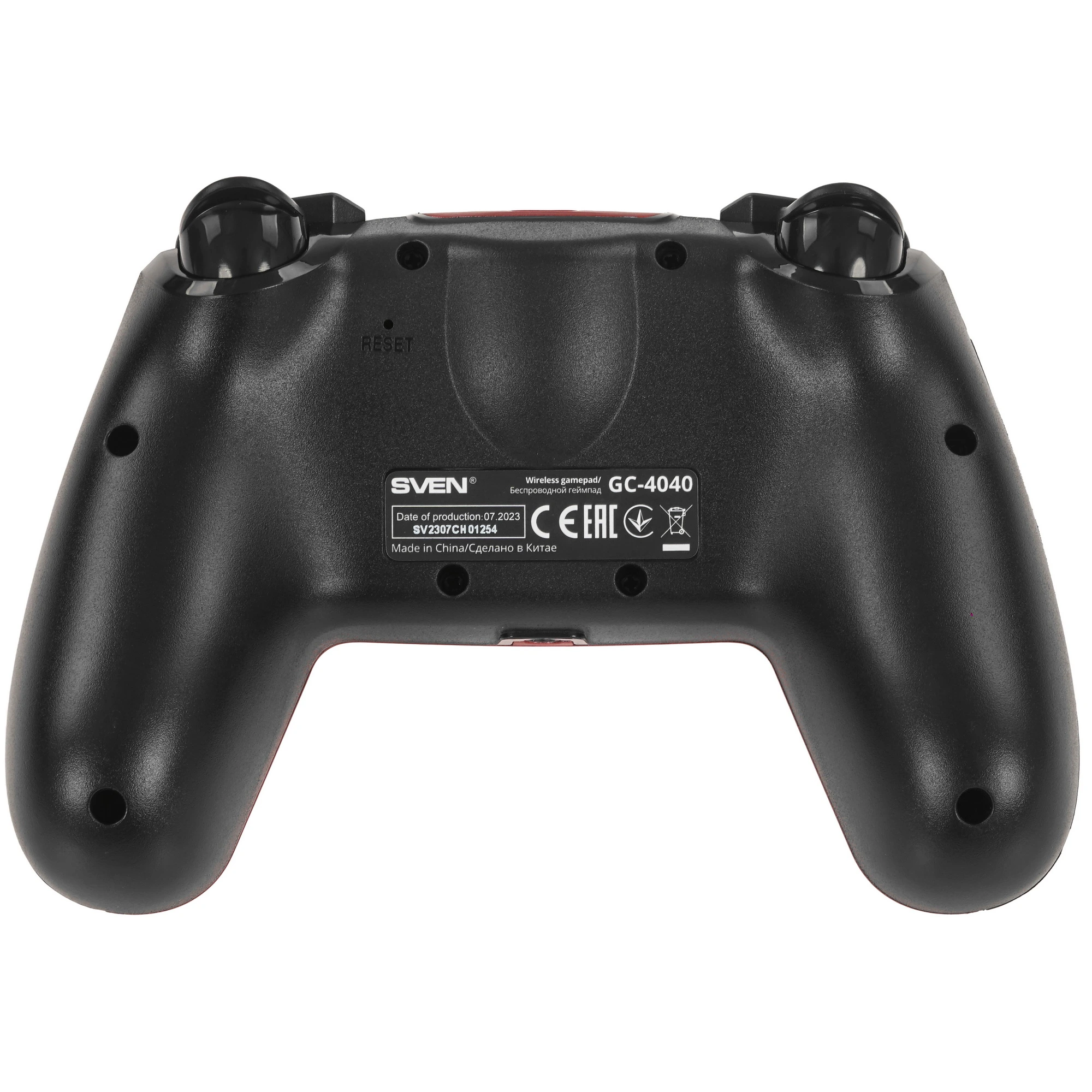 Геймпад беспроводной Sven GC-4040 (SV-016012); PS4, PC, Android; сенсорная панель; обратная связь; 11 кнопок; 2 мини-джойстика; виброотдача; USB; чёрн