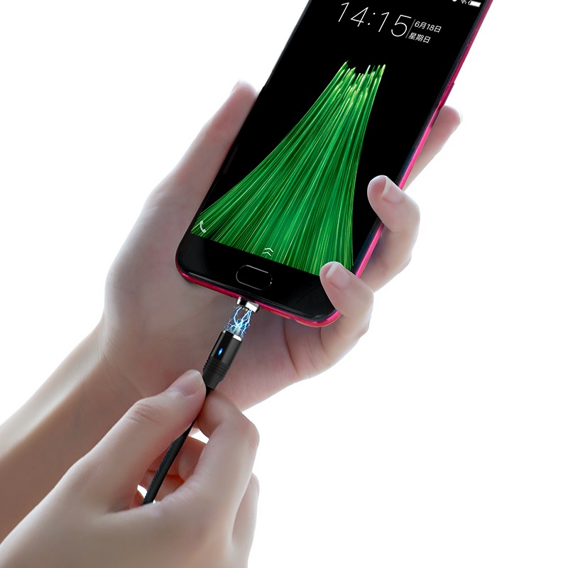 Кабель USB 2.0 AM/Micro USB Hoco U76; 2,4 A; 1,2 м; магнитное крепление; черный