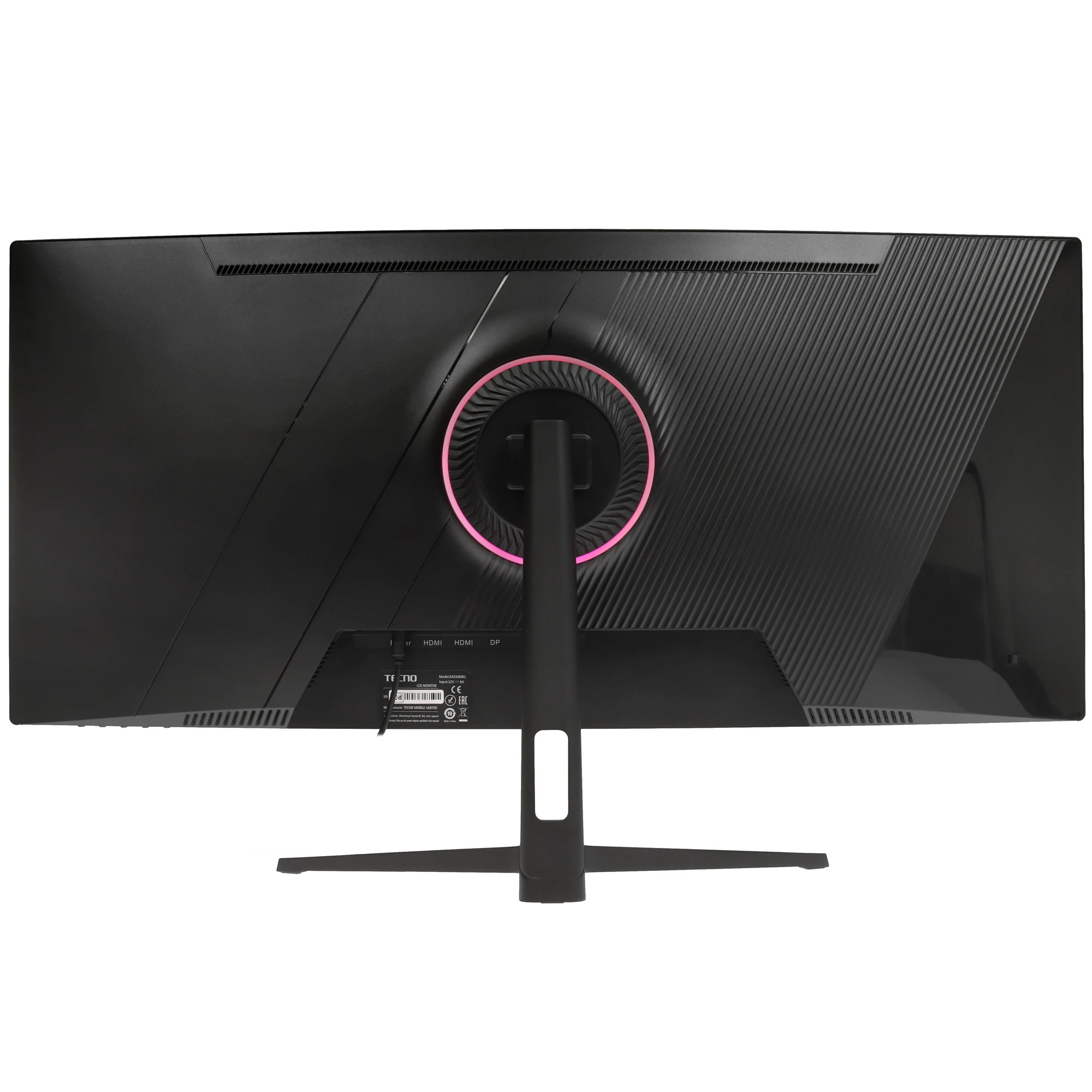 Монитор 34" Tecno изогнутый MegaView GT AXS34MK1; WLED; 21:9; VA; 3440 х 1440; 180 Гц; 178°/178°; 300 кд/м²; 1 мс; 3 500:1; 2хHDMI; 1xDP; 2x3 Вт чёрны