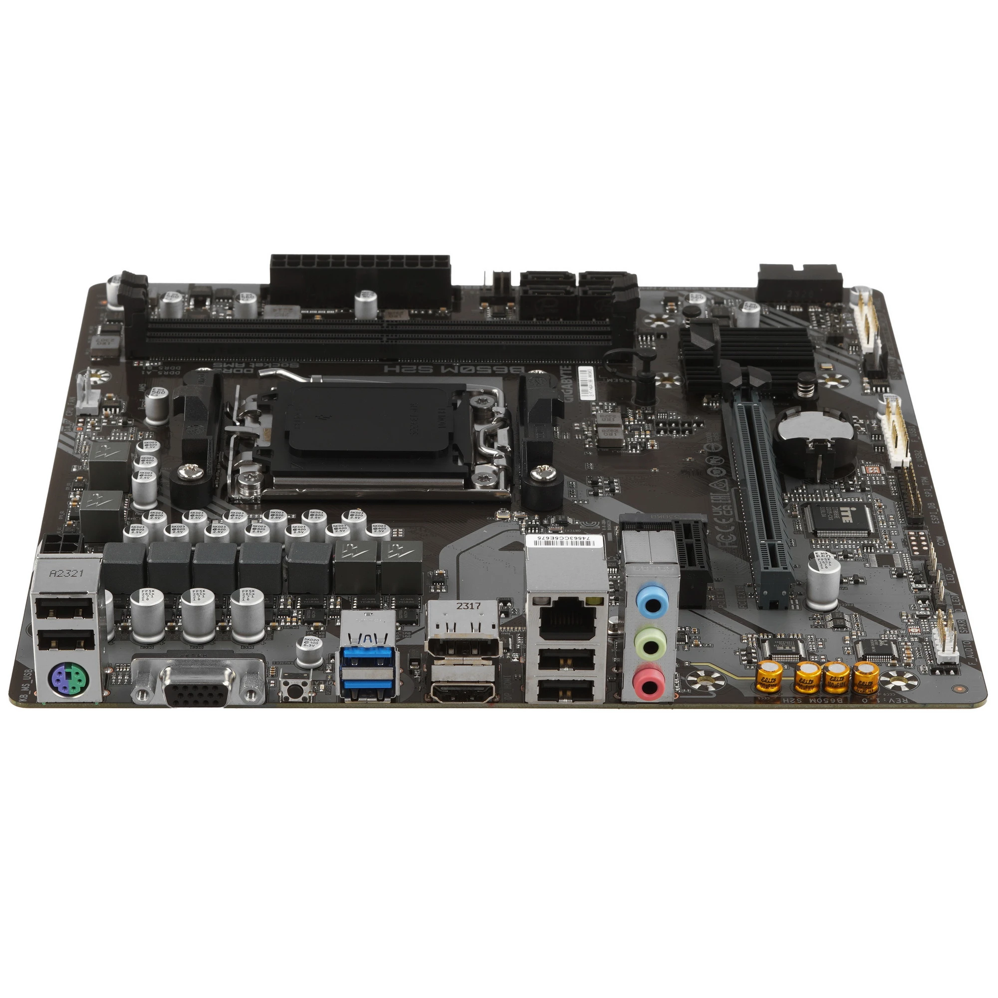 Материнская плата Gigabyte B650M S2H; Socket AM5; mATX; AMD A620; 4хDDR5(6400); 1xPCI-E x16; 1xPCI-E x1; 1xVGA; 1xHDMI; 1xDP 4(SATA 6Gb/s); Realtek 7.