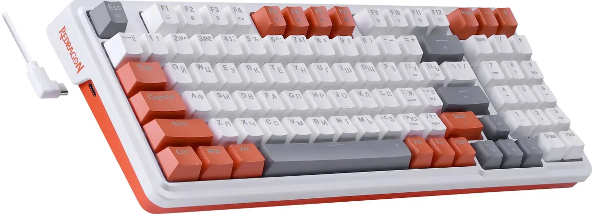 Клавиатура игровая Redragon Gloria (72216); USB; механическая; 94 клавиши; 12 (+FN); Hot Swap; Gasket mount; подсветка RGB; отсоединяемый кабель; ENG\