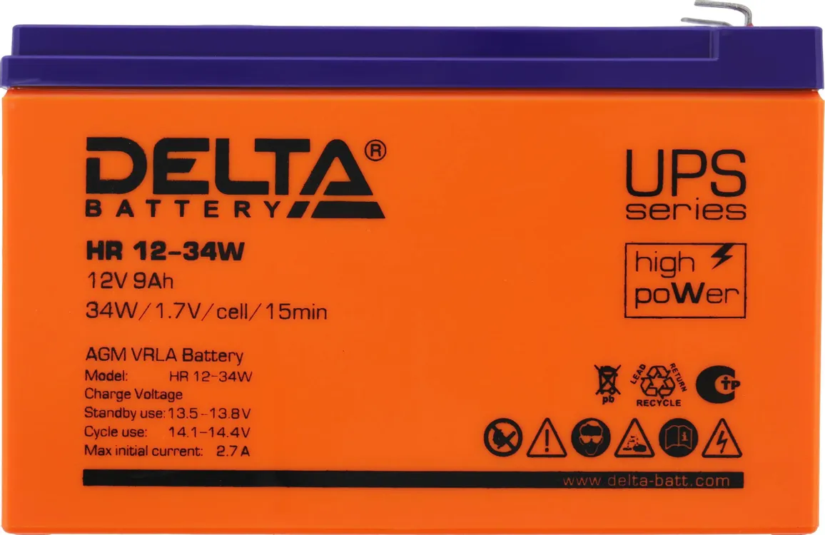 Аккумуляторная батарея к ИБП 12 В Delta HR 12-34 W; 9 Ач