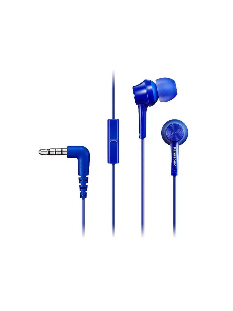 Гарнитура вставные Panasonic RP-TCM115GCA***; без крепления; 10 - 24 000 Гц; 16 Ом; 1,2 м; микрофон; 3,5 мм (mini jack); синий