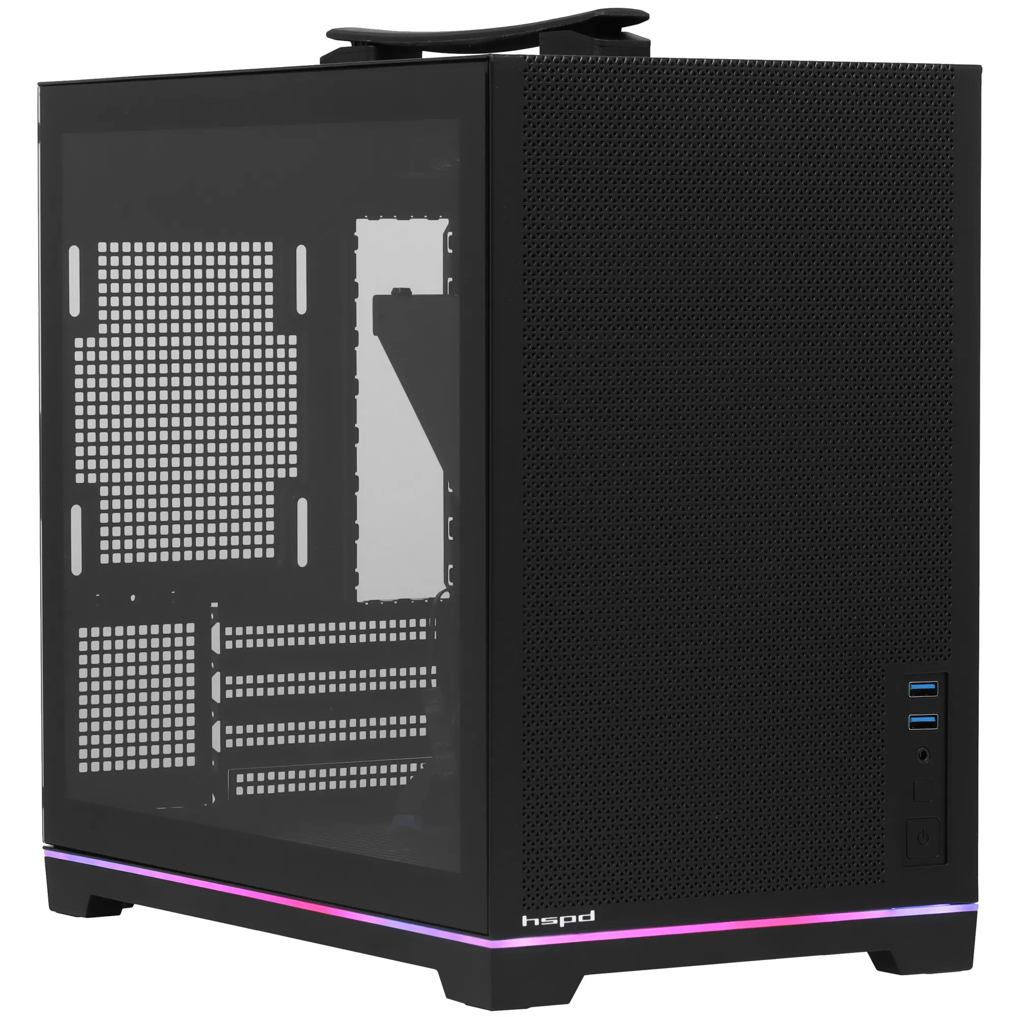 Корпус HSPD M211 Black (M211-TGBK); mATX; Mini-Tower; без БП; 2xUSB 3.X; Mic/Aud; чёрный