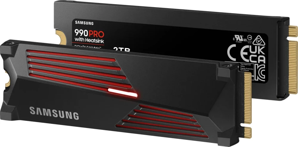 Накопитель SSD 2 ТБ Samsung 990 PRO (Heatsink) (MZ-V9P2T0CW***); M.2 (2280); 6900Мб/с -  7450Mб/с; V