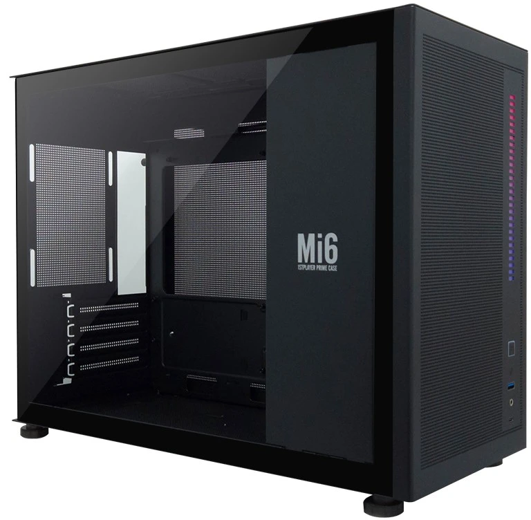 Корпус 1STPLAYER MIKU Mi6 Black (Mi6-BK***); mATX; Mini-Tower; без БП; сталь; 2x3.5" int.; 1 x USB 3.0/1 x Type C/1 x Aud+Mic; чёрный
