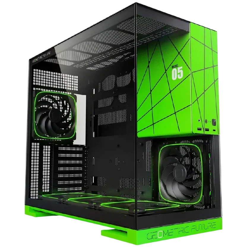 Корпус Geometric Future Model 5 ARGB NV Style Limited Edition (1AM5WKNV01100); E-ATX; Middl-Tower; без БП; 5x140 мм; 2xUSB 3.X, 1xUSB 3.X Type-C,1x ja