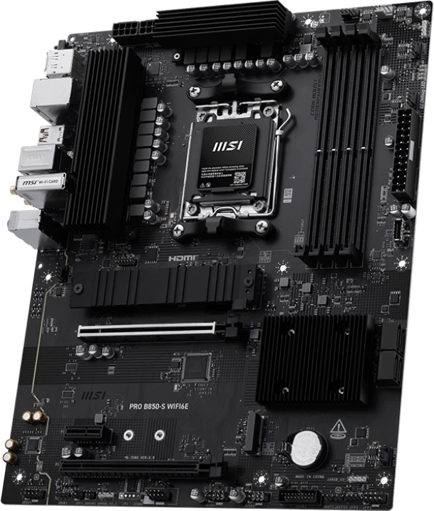 Материнская плата MSI B850-S WIFI6E (PRO B850-S WIFI6E); Socket AM5; ATX; AMD B850; 4хDDR5(8200); 2xPCI-E x16; 1xPCI-E x1; 1xHDMI; 1xDP; 6xSATA 6Gb/s;
