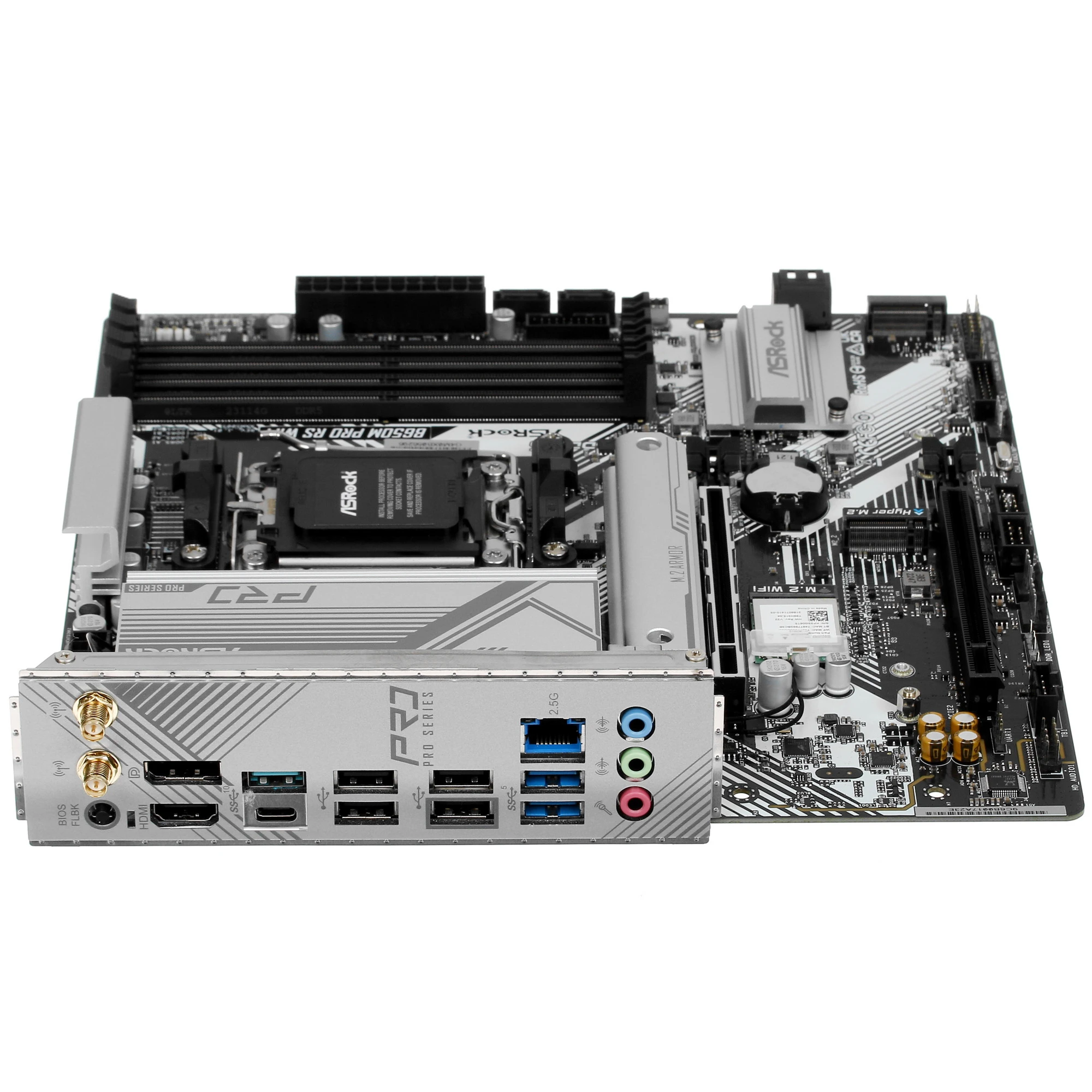 Материнская плата ASRock B650M PRO RS WIFI; Socket AM5; mATX; AMD B650; 4хDDR5(7200); 2xPCI-E x16; HDMI; DP; 4(SATA 6Gb/s); Realtek 7.1 audio; Realtek