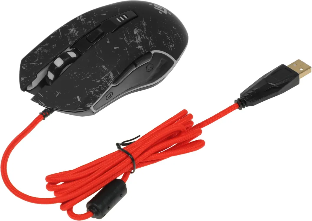 Мышь игровая Defender Draglen GM-907 Black (52907); USB; оптический; 1200 - 7200 dpi; 6 кнопок; колесо-кнопка; LED подсветка; черный