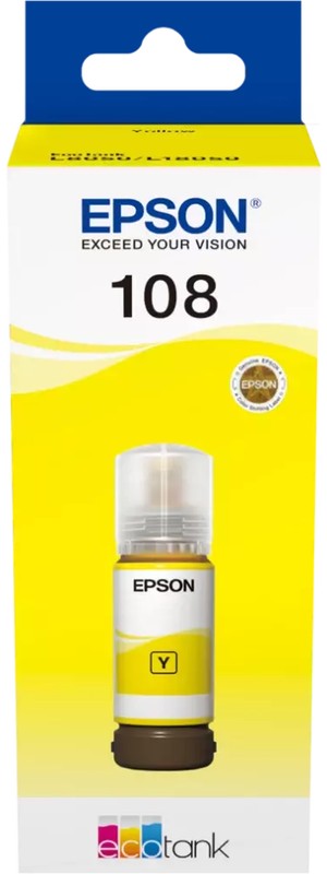Контейнер Epson 108 Yellow (C13T09C44A); L8XXX/L18XXX; 70 мл; желтый (Yellow)