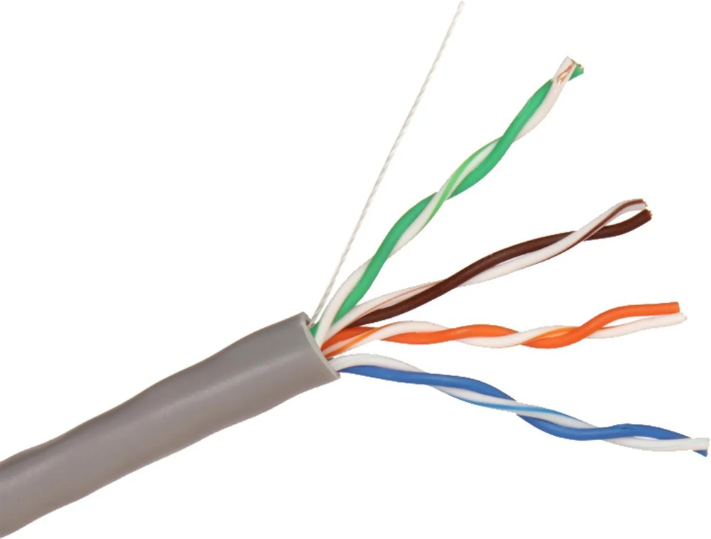 Кабель коммуникационный UTP ExeGate внутренний UTP4-C5e-CU-S24-IN-PVC-GY-305-FLUKE (EX256748RUS); кат. 5e; 4-х парный; жила 24AWG (0.511мм); СU (медь)