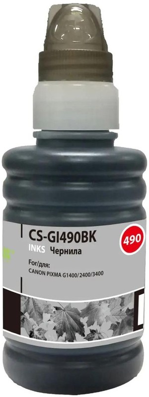 Чернила для Canon Cactus (CS-GI-490BK); черный (black); Canon Pixma G14XX/G24XX/G34XX/44XX