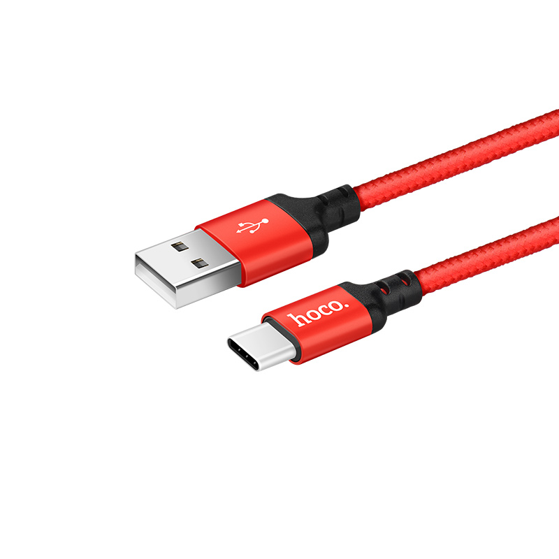 Кабель USB->Type-C Hoco X14 Times ; 3A; 1,0 м; нейлоновая оплетка; красный