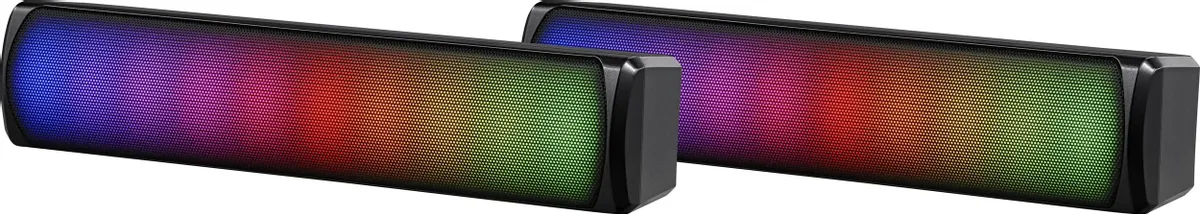 Акустическая система 2.0 Defender SkyPulse (65097); 10 Вт; 65 - 16000 Гц; пластик; BT 5.1; RGB подсветка; регулятор громкости на шнуре; USB; чёрный