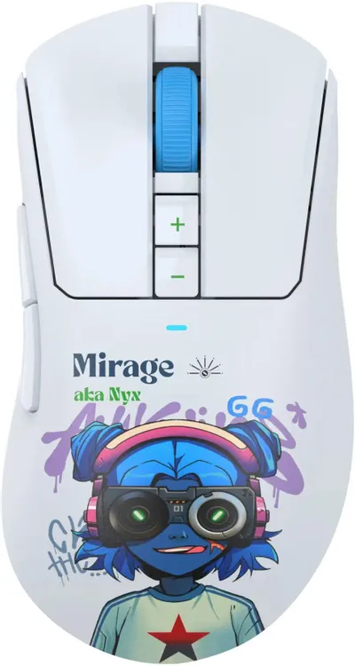 Мышь игровая A4Tech Bloody R73 PRO NYX MIRAGE; USB + 2.4 Ггц; оптический; 50-26000 dpi; 7 кнопок; колесо-кнопка; встроенный аккумулятор; белый+рисунок