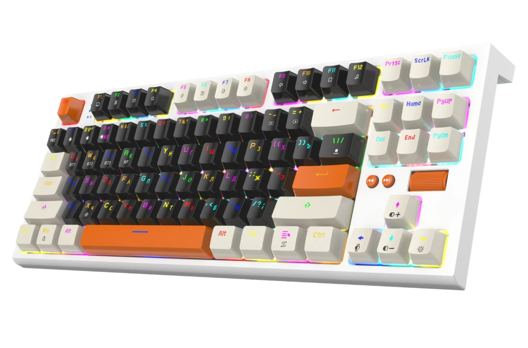 Клавиатура игровая Jet.A PANTEON T21 PRO RS HS(62) (PANTEON T21 PRO RS HS White-Grey-Ivory (62)***); USB + (Bluetooth/2.4 Ггц); механическая; 87 клави