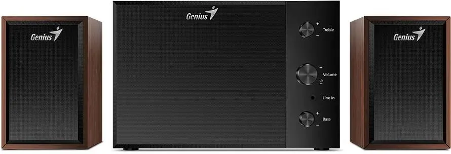 Акустическая система 2.1 Genius SW-2.1 350 Wood (31730037400***); 15 Вт; 130 - 20000 Гц; MDF; MDF; регулятор на передней панели сабвуфера; сеть 220В;