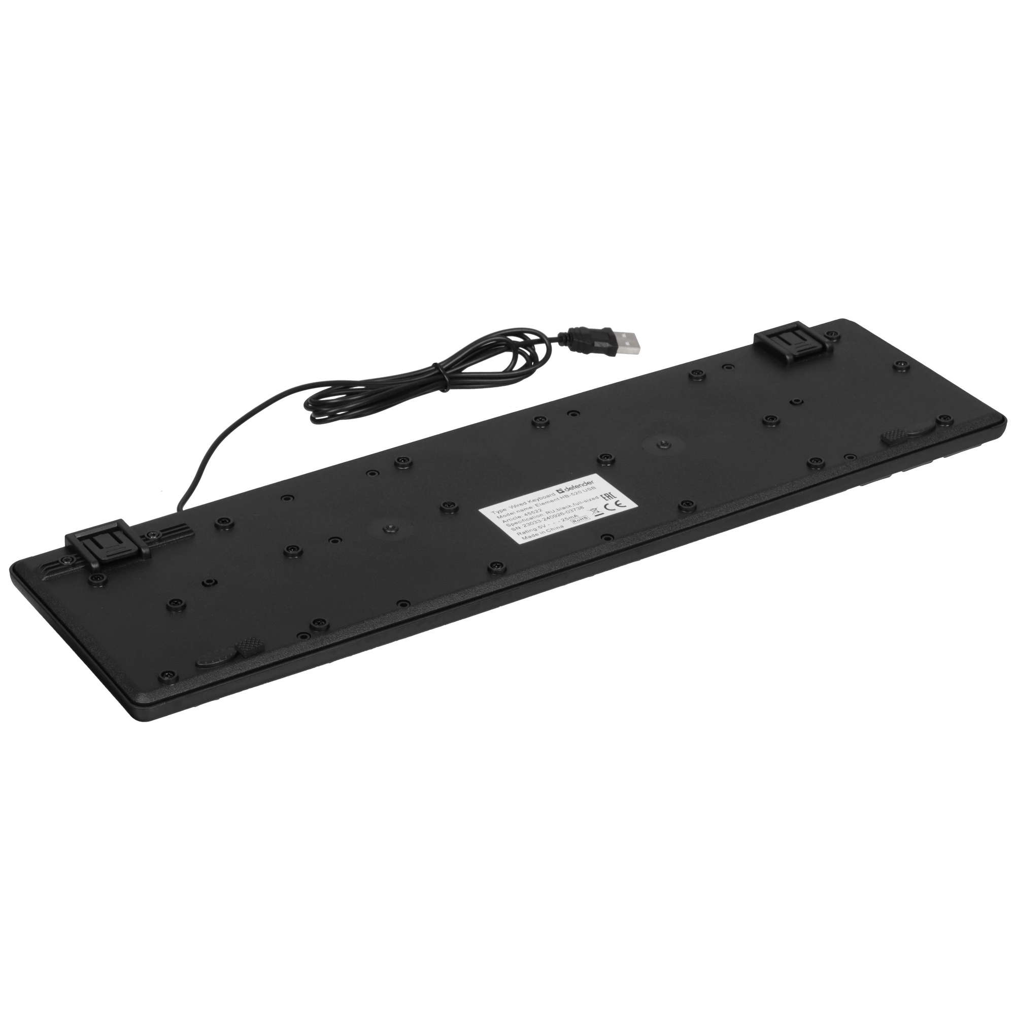 Клавиатура проводная Defender Element HB-520 (45522***); USB; мембранная; ENG\RUS; чёрный