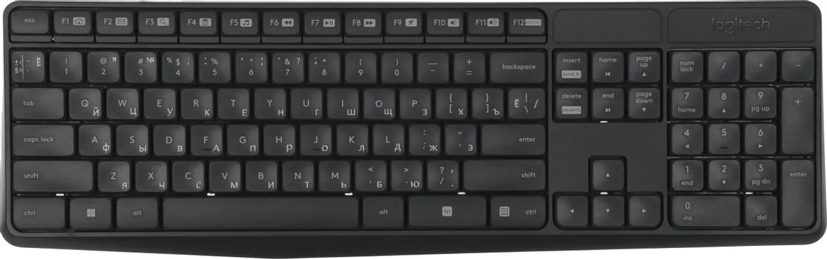 Комплект Logitech Wireless Combo MK235 (920-007949); беспроводной; USB; 1000 dpi; 2xAAA/1xAA; снрый