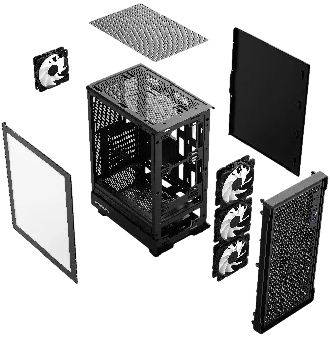 Корпус Powercase Mistral PA5B FRGB Black (CMOAB-L4); ATX; Midi-Tower; без БП; сталь; 2x3.5" int.; 4 x 120 мм; 1xUSB 2.0/1xUSB 3.0/Mic/Aud; чёрный
