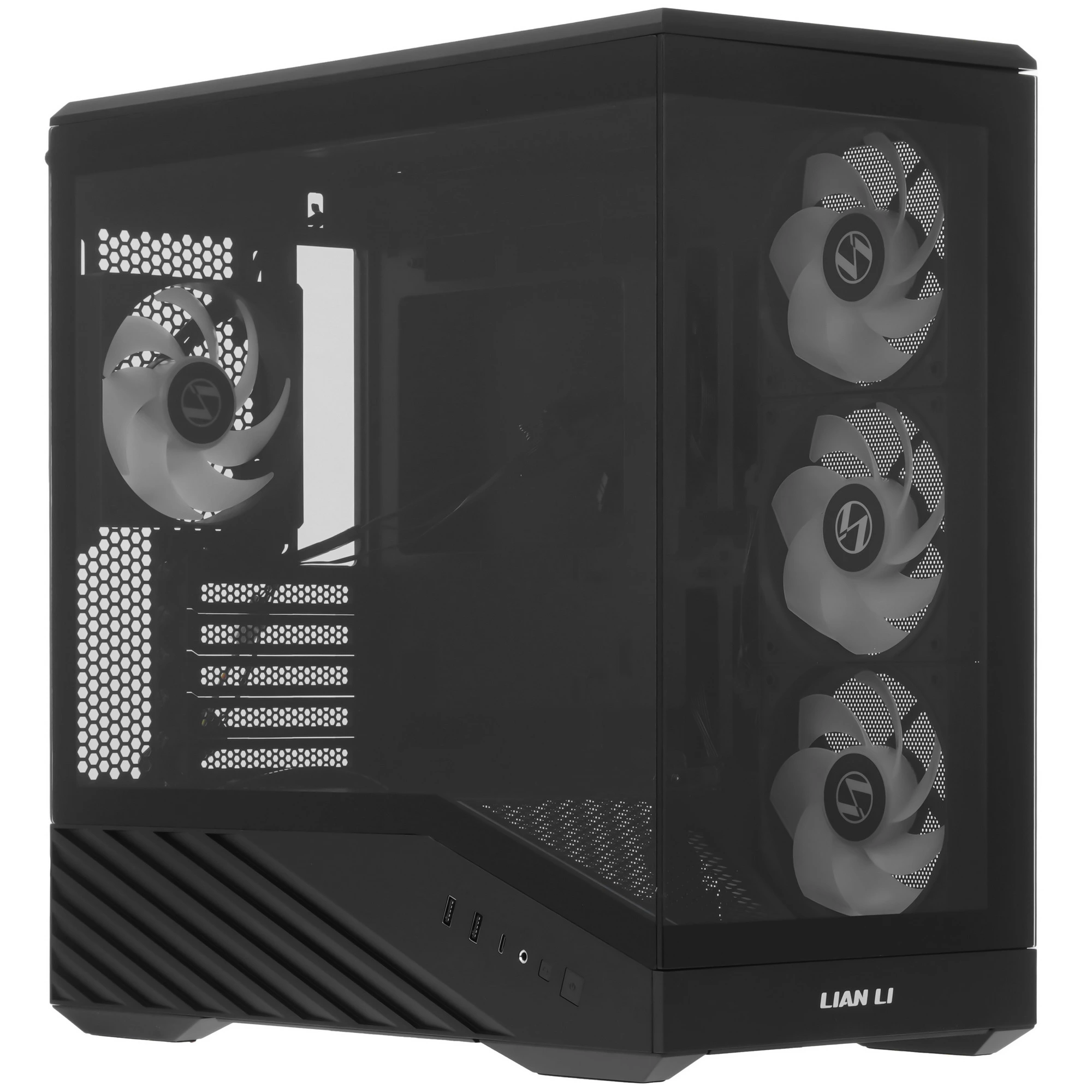 Корпус Lian-Li V100R Mini Black (G99.V100RMIX.R0); mATX; Mini-Tower; 4х120 мм; 2xUSB 3.0/1xUSB Type-C; 1xMic/Audio; черный