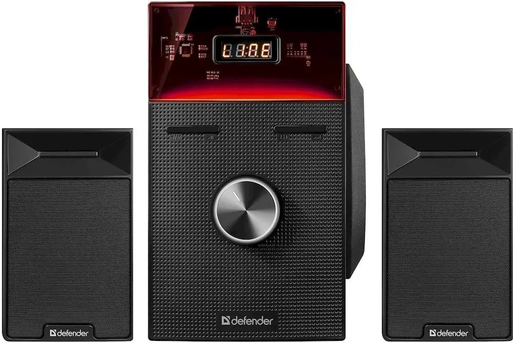 Акустическая система 2.1 Defender Tresor (65092); 50 Вт; 50 Гц  Гц - 20 кГц; дерево; FM тюнер; USB; Bluetooth; беспроводной пульт ДУ; черный