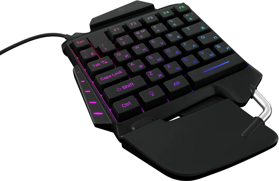 Клавиатура игровая Oklick 703GK (1533151); USB; мембранная; 35 клавиши; LED подсветка; черный