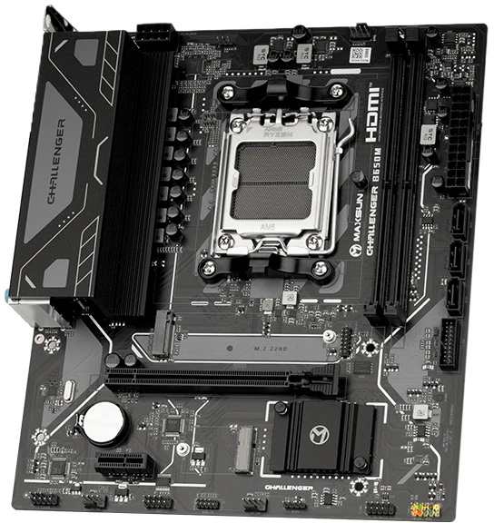 Материнская плата Maxsun Challenger B650M V2 (MS-Challenger B650M V2); Socket AM5; mATX; AMD B650; 2хDDR5(5200); 1xPCI-E x16; 1xPCI-E x1; HDMI; DP; 3x
