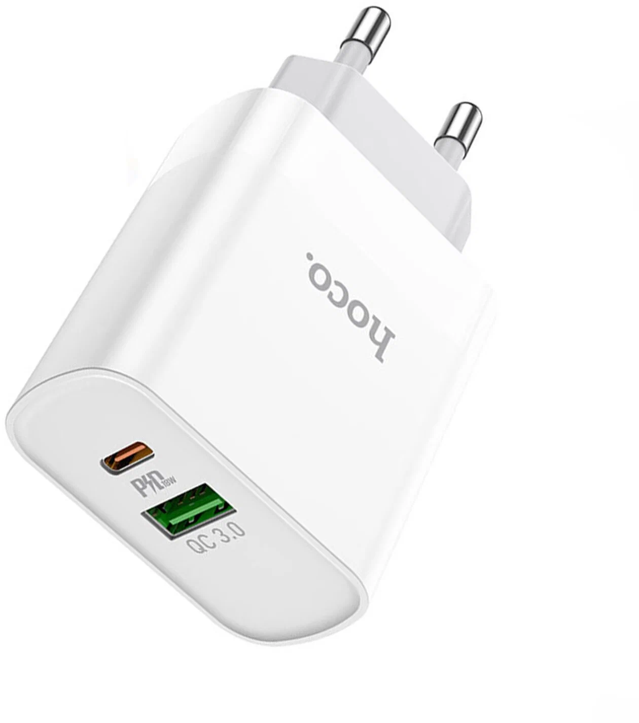 Зарядное устройство Hoco C80A Rapido; 2 USB порта (Type-A+Type-C) 3.1A; 20 Вт; Quick Charge 3.0; белый