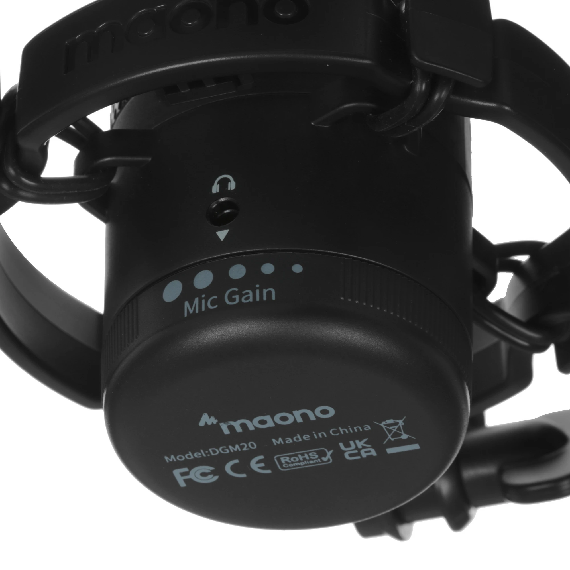 Микрофон Maono DGM20S Black; динамический; кардиоидный; -40 дБ; 80-10 000 Гц; 24 бит/48 кГц; USB; стойка-пантограф со струбциной; черный