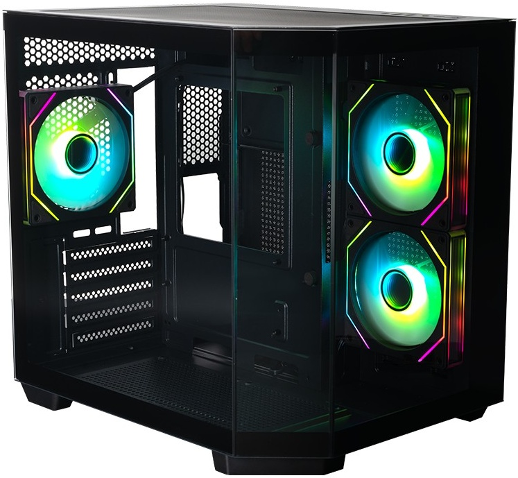 Корпус XASTRA QT400M Black (QT400M-3FM12A-C6-AC); mATX; Mini-Tower; без БП; 3x120мм; 1xUSB 2.0/1xUSB 3.X/1xType-C; Mic/Aud; чёрный