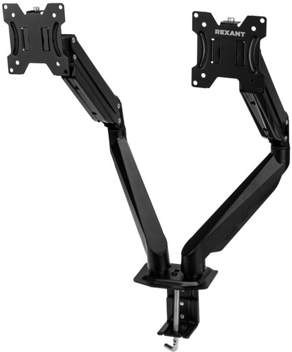 Кронштейн 13" - 32" Крепление для монитора Rexant для 2 устройств (38-0357); настольный; 8 кг; VESA 75 x 75 мм, 100 x 100 мм; чёрный
