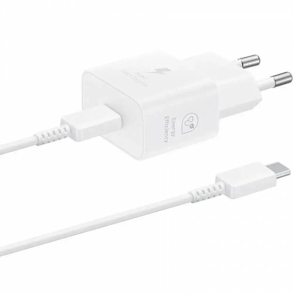 Зарядное устройство Samsung (EP-T2510XWEG); 1 USB порт (Type-C) - 3А; 25 Вт; кабель в комплекте; белый