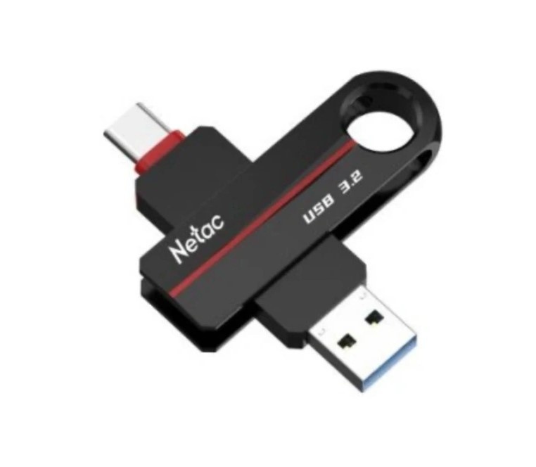 Накопитель USB-флэш 256 ГБ Netac US18 (NT03US18C-256G-32BK); USB 3.2; ротатор; металлический корпус; OTG Type-C