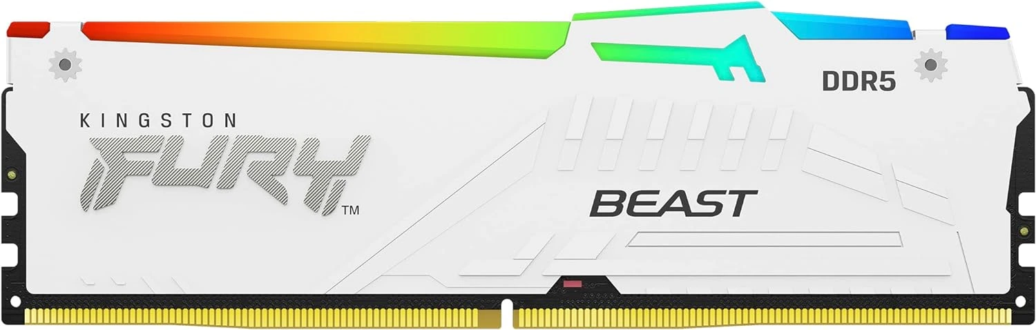 Модуль памяти DDR5 16 ГБ Kingston FURY Beast RGB White (KF560C36BWE2A-16); 6000 МГц; CL36; 1,35В; радиаторы; RET