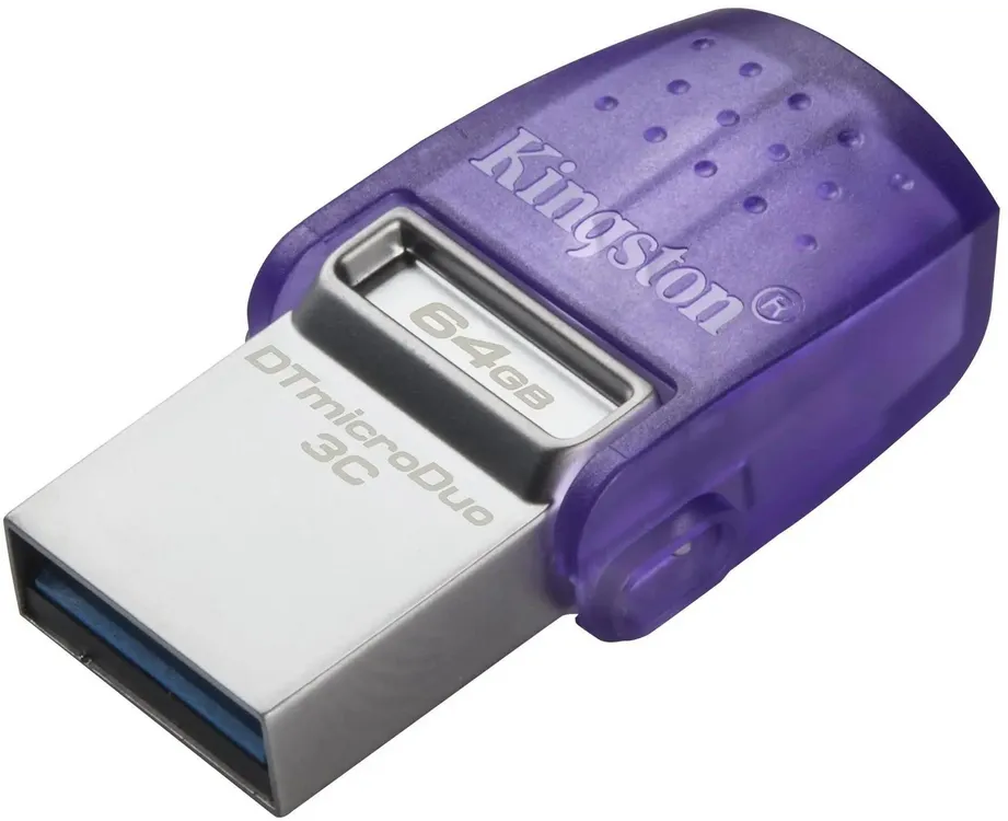 Накопитель USB-флэш 64 ГБ Kingston DataTraveler MicroDuo 3C (DTDUO3CG3/64GB); USB 3.2 Gen 1; OTG Type-C; фиолетовый