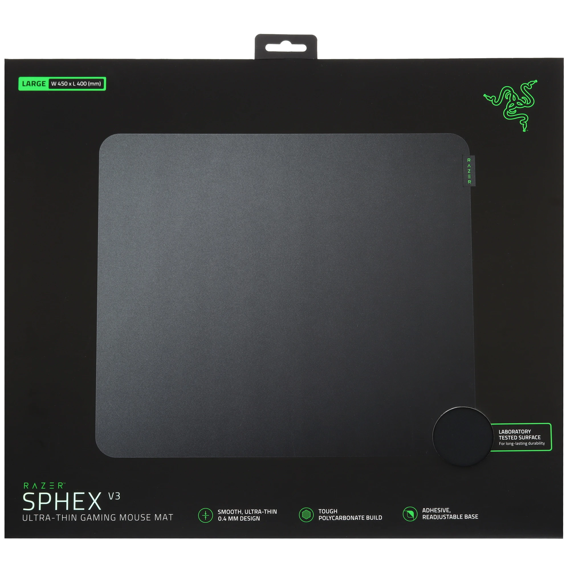 Коврик для мыши Razer Sphex V3 Small (RZ02-03820100-R3M1); поликарбонат; 270 x 215 мм; клейкое основание; черный