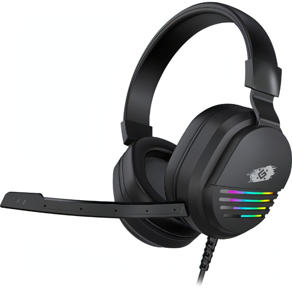 Гарнитура игровая Defender Elipse LED (64490***); оголовье; 20 - 20 000 Гц; 16 Ом; 1,8 м; микрофон; регулятор громкости; 2 x 3,5 мм (mini-jack) + USB;