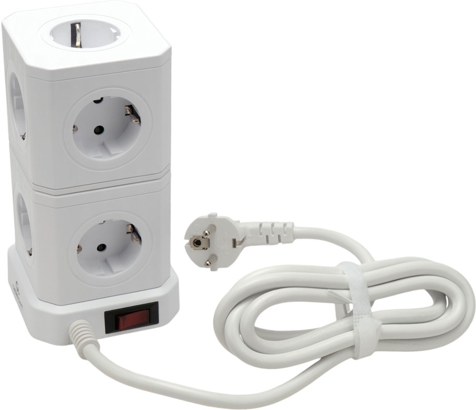 Сетевой фильтр Cablexpert (TWR-9-U4-W-2), 2,0 м, 9 евро-розеток, 4xUSB, 220 В, 16А, 4000 Вт, белый