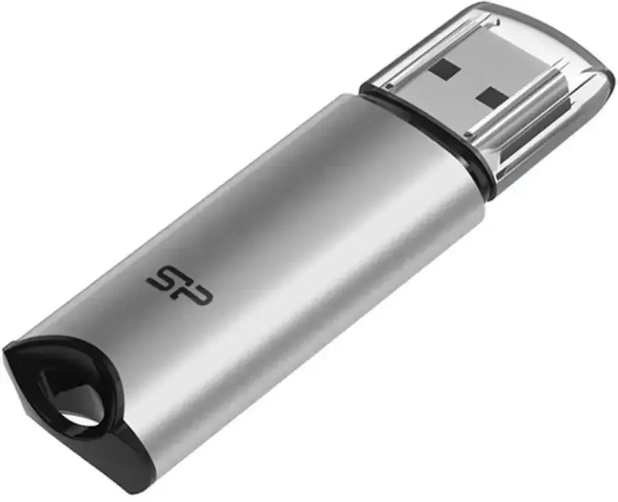 Накопитель USB-флэш 32 ГБ SILICON POWER Marvel M02 (SP032GBUF3M02V1S); USB 3.X; классическая, с колпачком; металл+пластик; серебристый