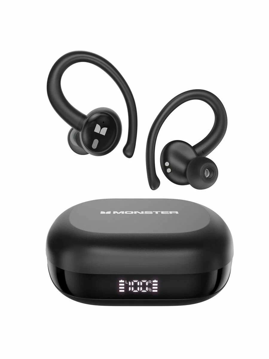 Гарнитура беспроводная MONSTER N-Lite 216 Black (MH22262BLK), внутриканальные, заушина, 5.4, IPX6, 400 мА/ч, 71 г, черный